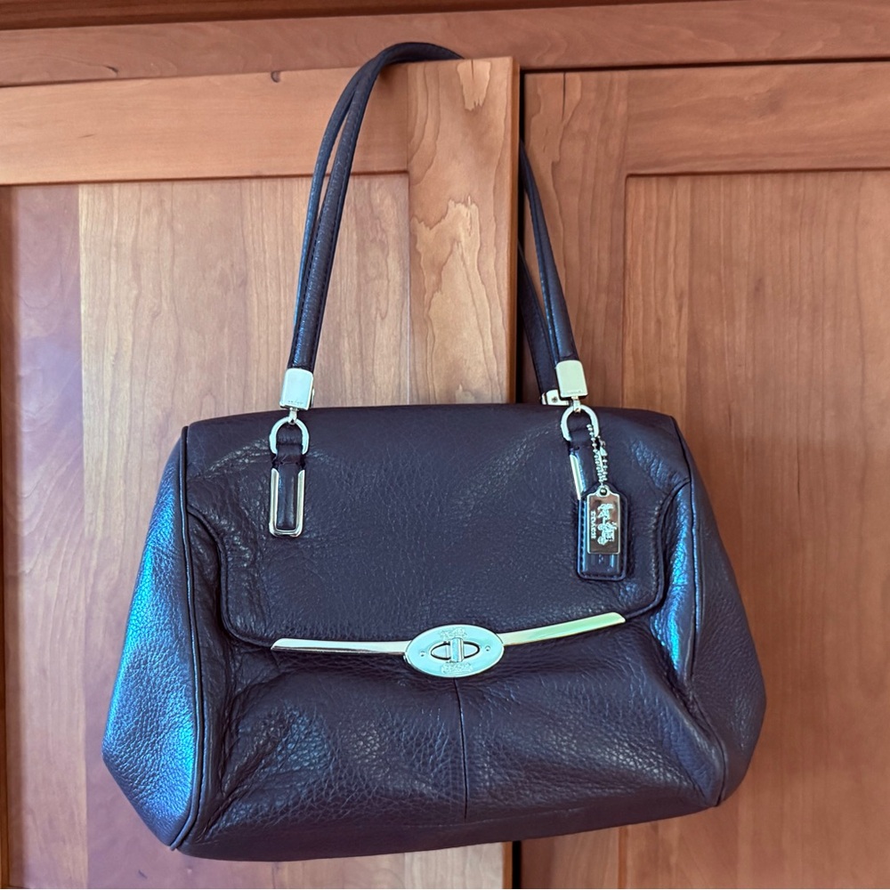 Coach Madison Madeline Dark Brown Leather Shoulder Bag